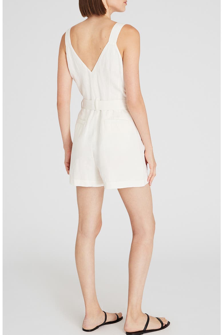 Linen Blend Cargo Romper, Alternate, color, EGRET