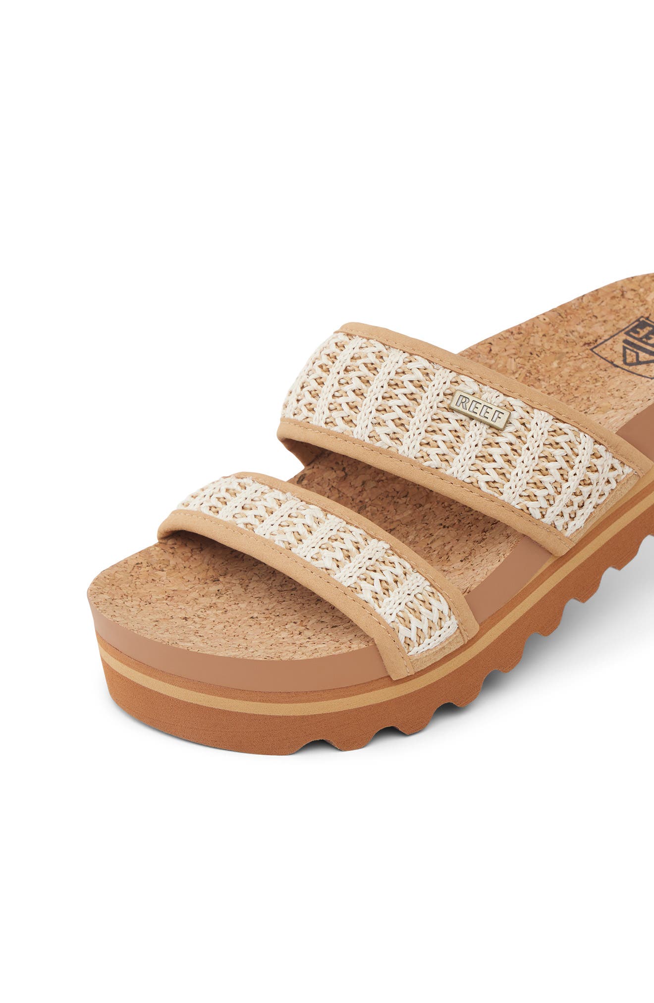 Reef Cushion Vista Hi Platform Slide Sandal, Alternate, color, Tan/ Vintage Woven