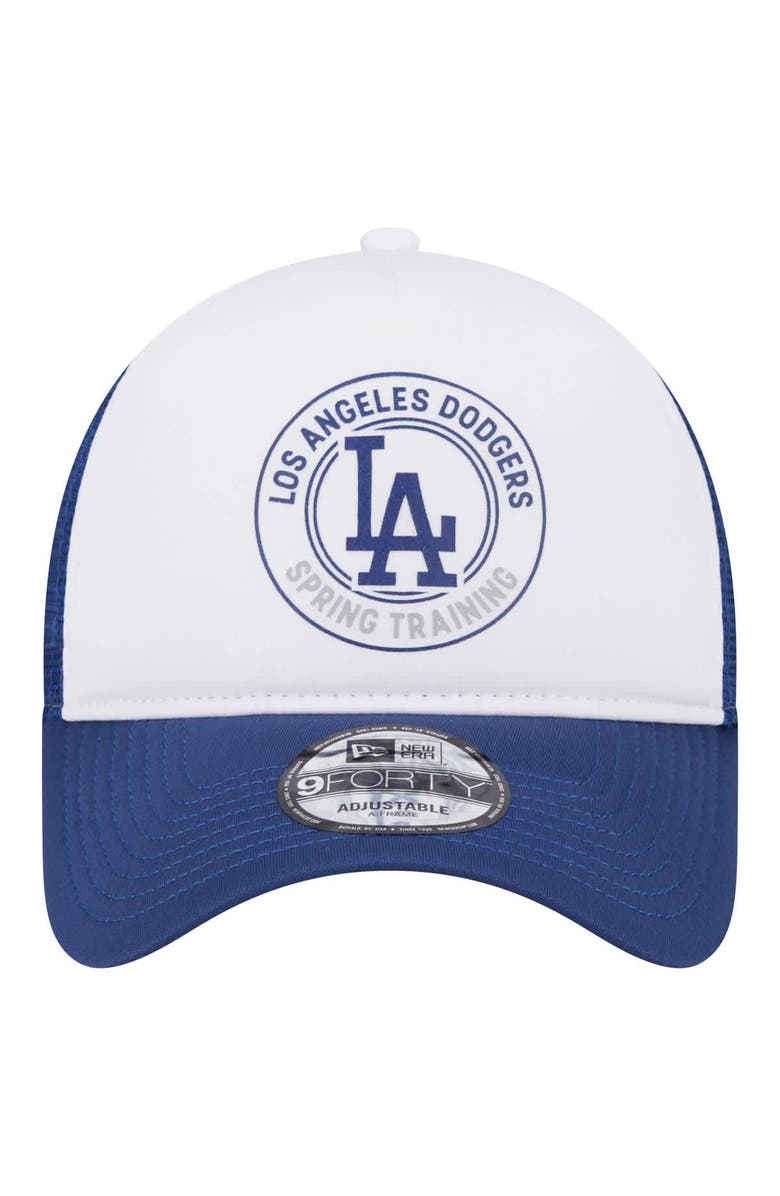 New Era Men's New Era White/Royal Los Angeles Dodgers Spring Training Circle Foam A-Frame 9FORTY Trucker Adjustable Hat, Alternate, color, 