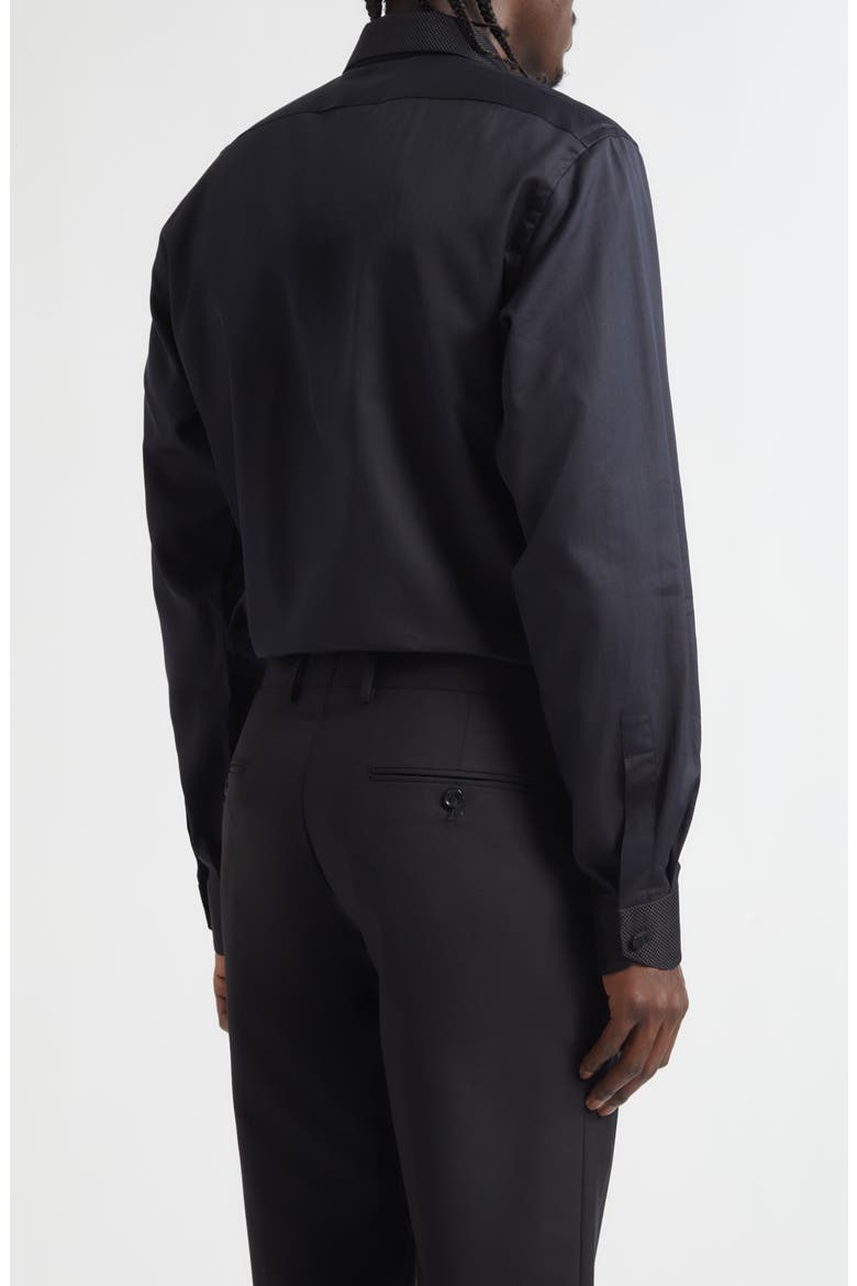 Classic Fit Cotton & Silk Serge Button-Up Shirt, Alternate, color, NAA BLACK