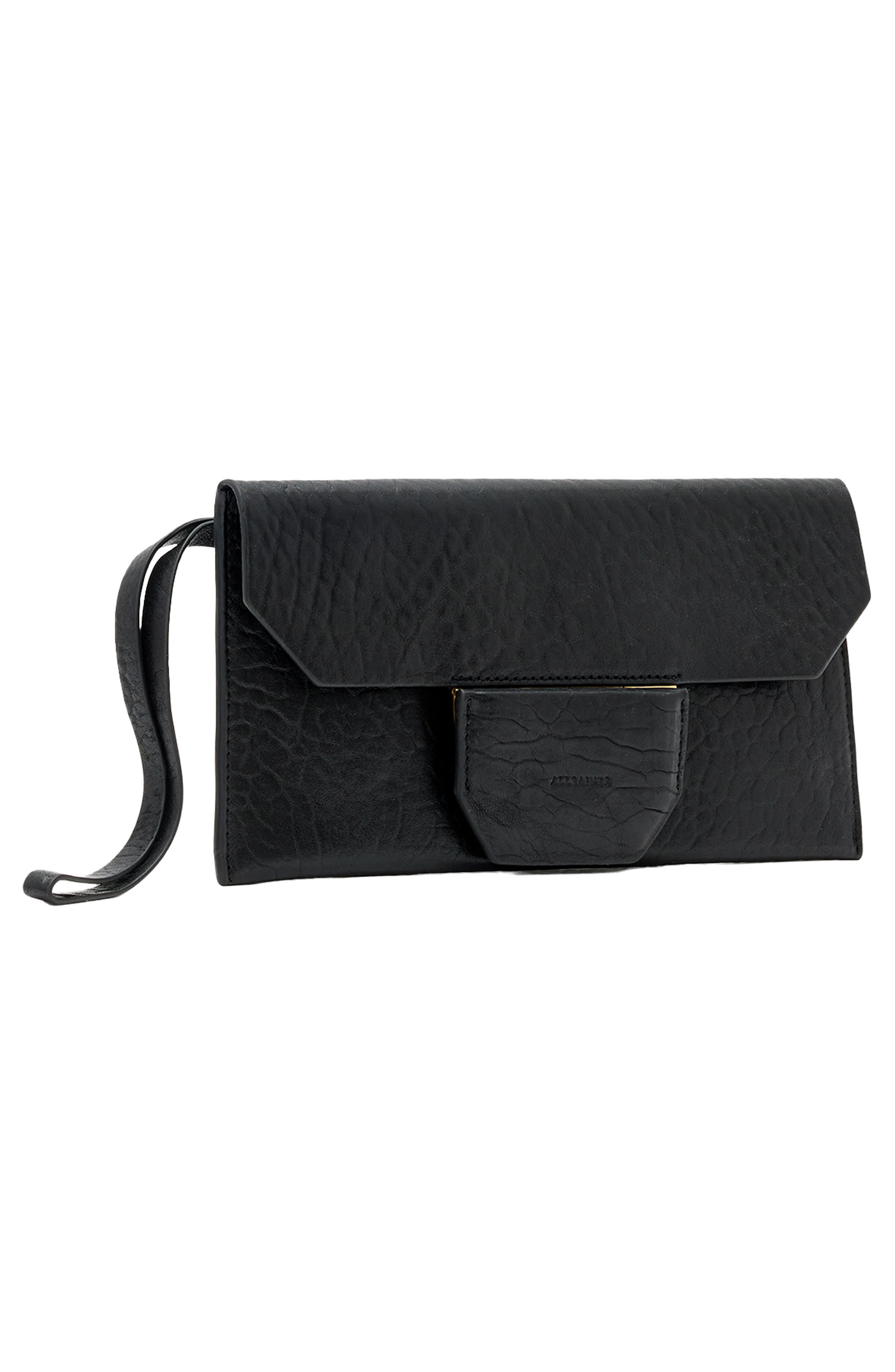 AllSaints Ursa Leather Wallet, Alternate, color, Black