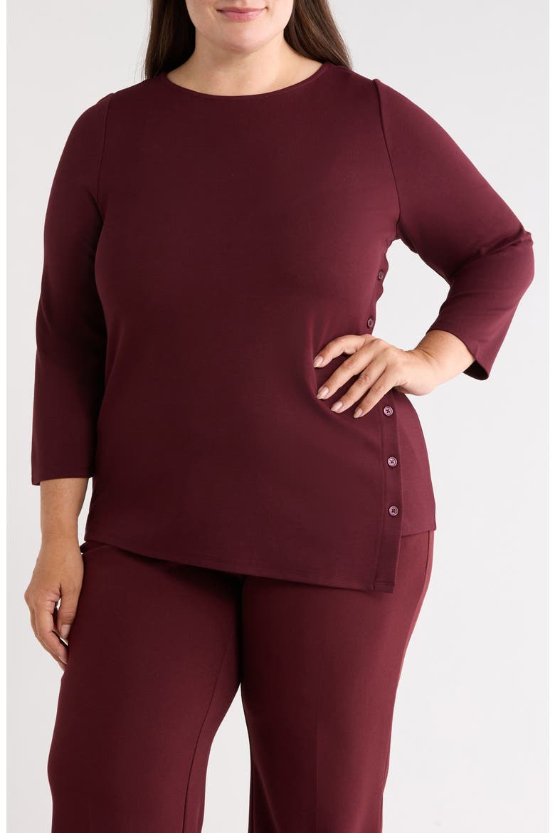 Asymmetric Button Hem Top, Main, color, BAROLO MULTI