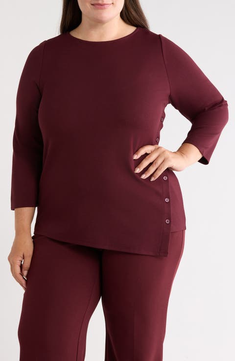 Asymmetric Button Hem Top