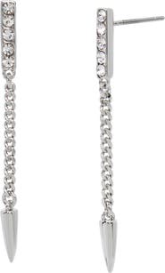 AllSaints Crystal Linear Drop Earrings