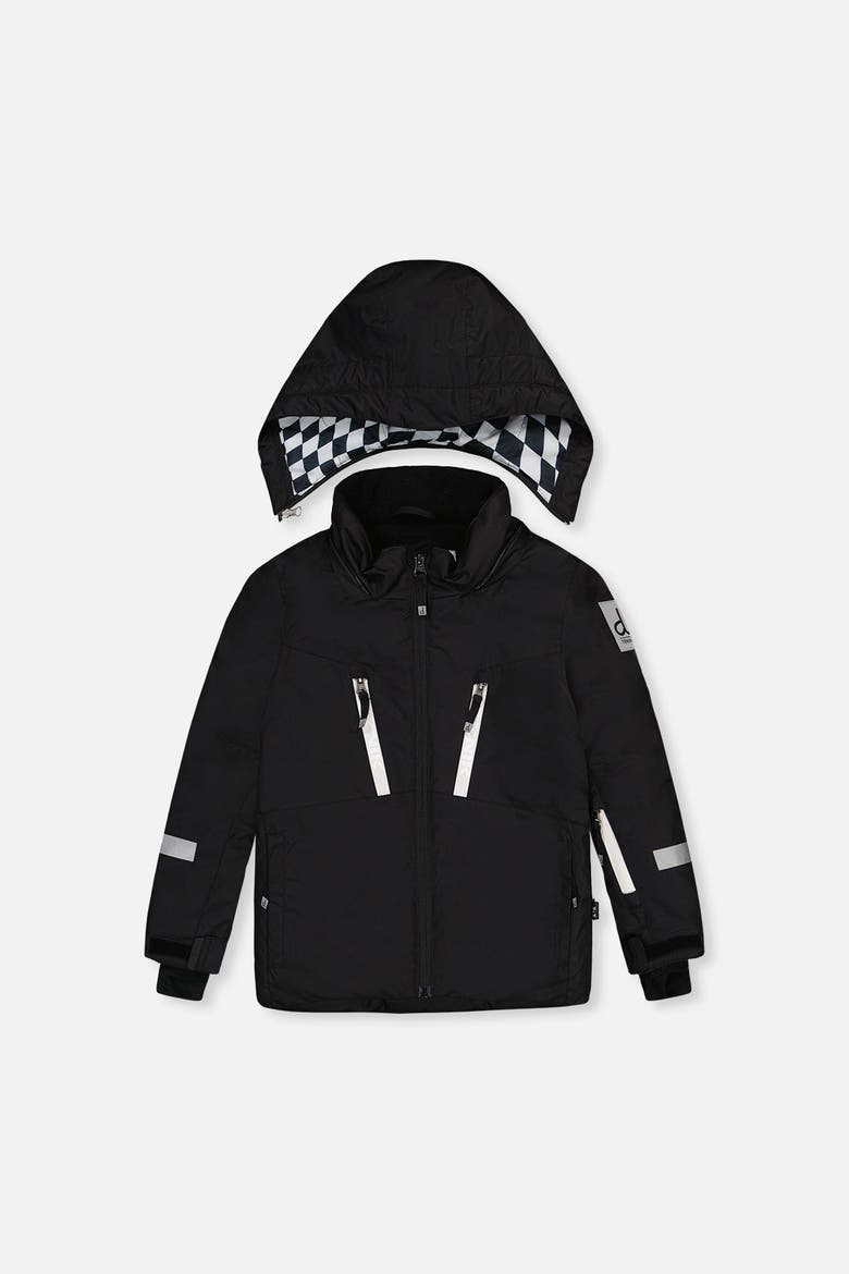 Teknik Checkered Hood Jacket & Reinforced Pants Two Piece Snowsuit, Alternate, color, Black and White