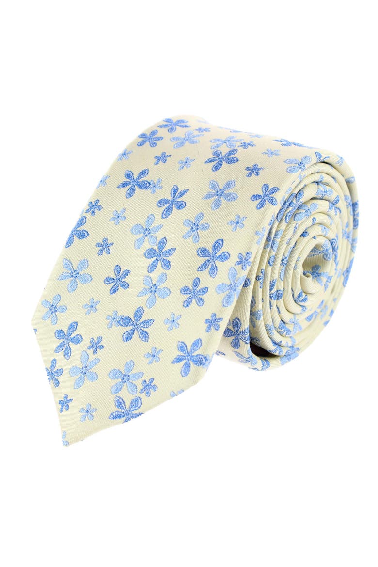 Boy's Weldon Floral Silk Novelty Necktie, Main, color, Yellow