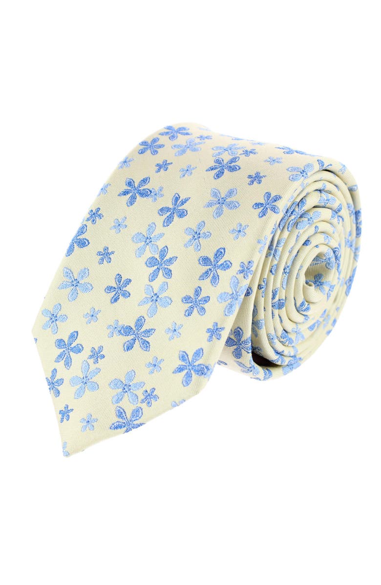 Trafalgar Boy's Weldon Floral Silk Novelty Necktie, Main, color, Yellow