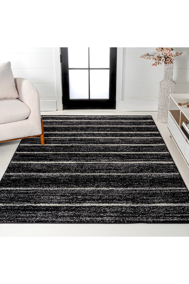 Williamsburg Minimalist Stripe Area Rug, Alternate, color, Black/Cream