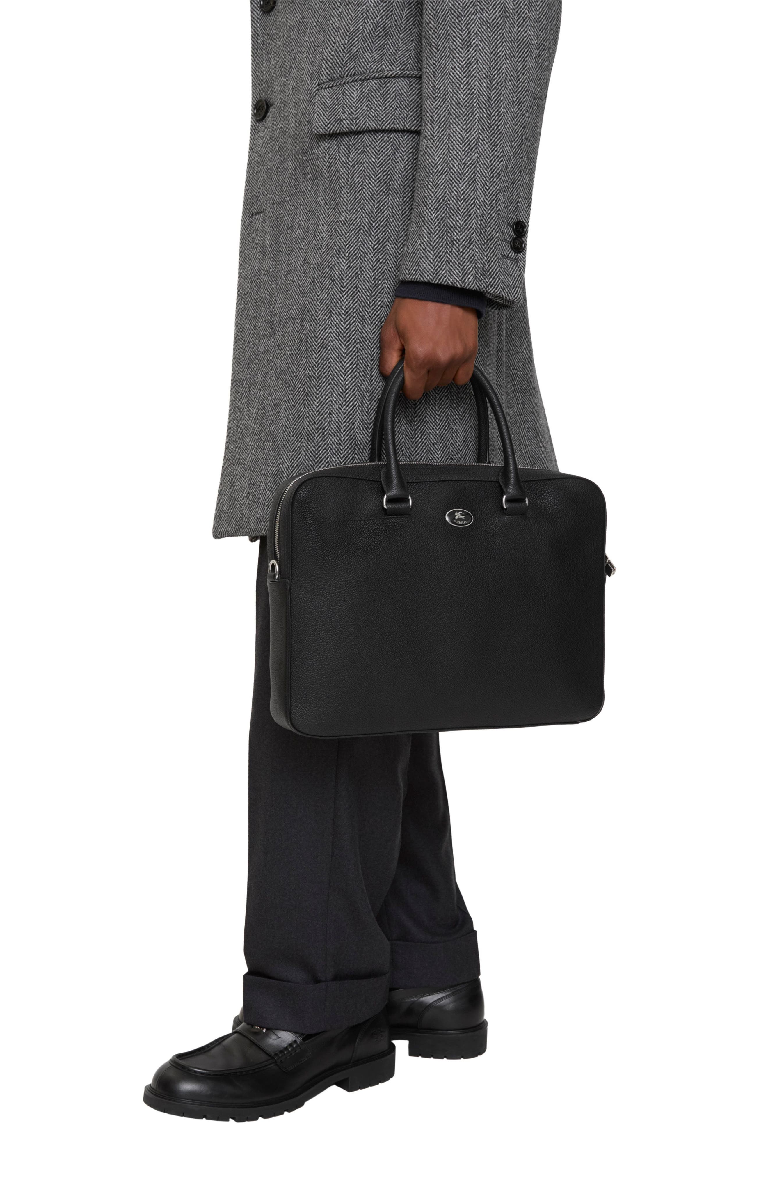 Cotswold Leather Briefcase, Alternate, color, BLACK