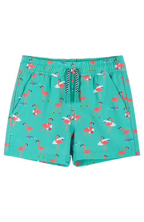 Andy & Evan Flamingo Rashguard T-shirt & Swim Shorts Set In Aqua Flamingo