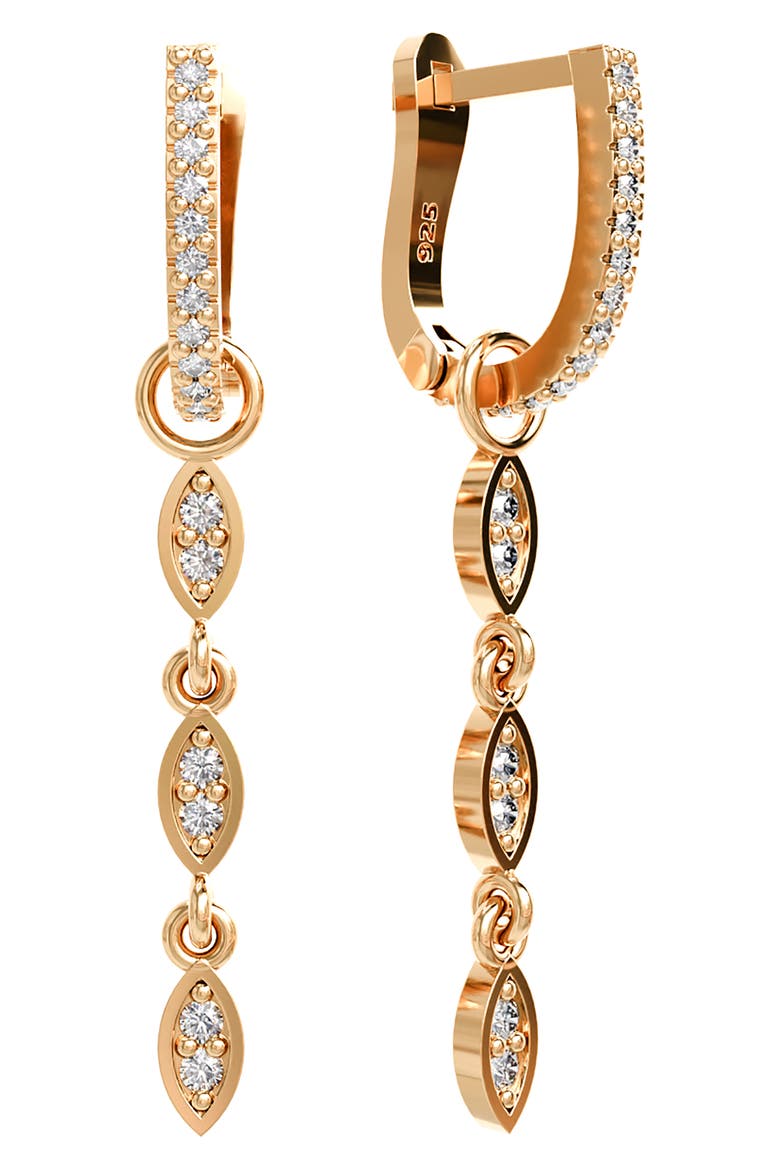 Crystal Huggie & Link Drop Earrings, Main, color, GOLD