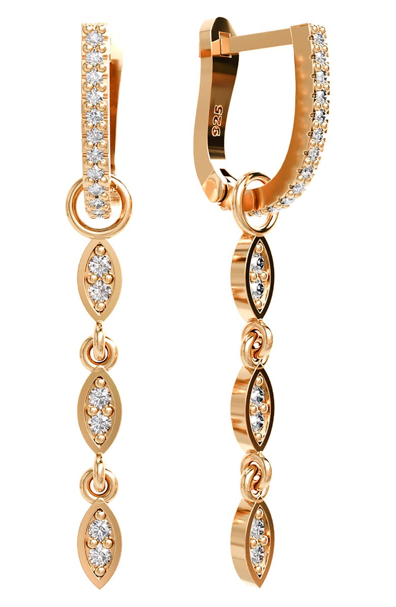 GABI RIELLE Crystal Huggie & Link Drop Earrings, Main, color, Gold
