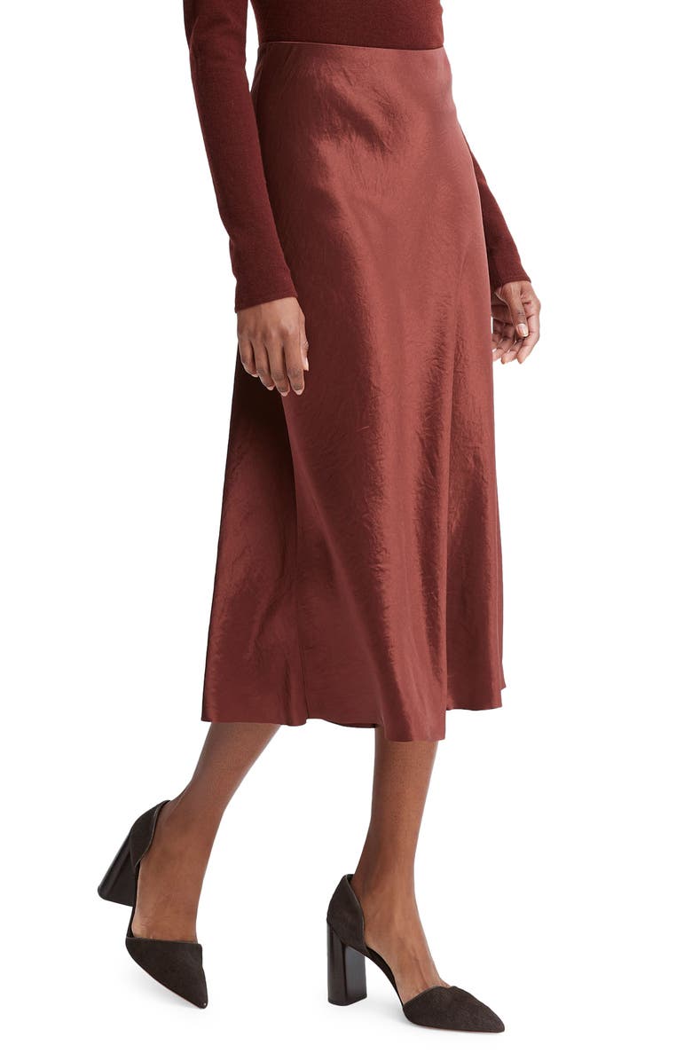Vince Bias Satin Midi Skirt, Alternate, color,