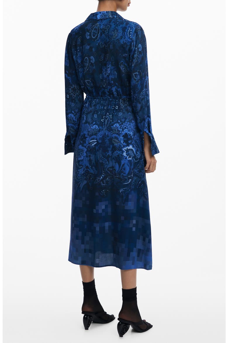 Belted Long Sleeve Midi Shirtdress, Alternate, color, DARK BLUE
