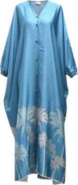 Flaunt Archive Azure Palm Print Caftan