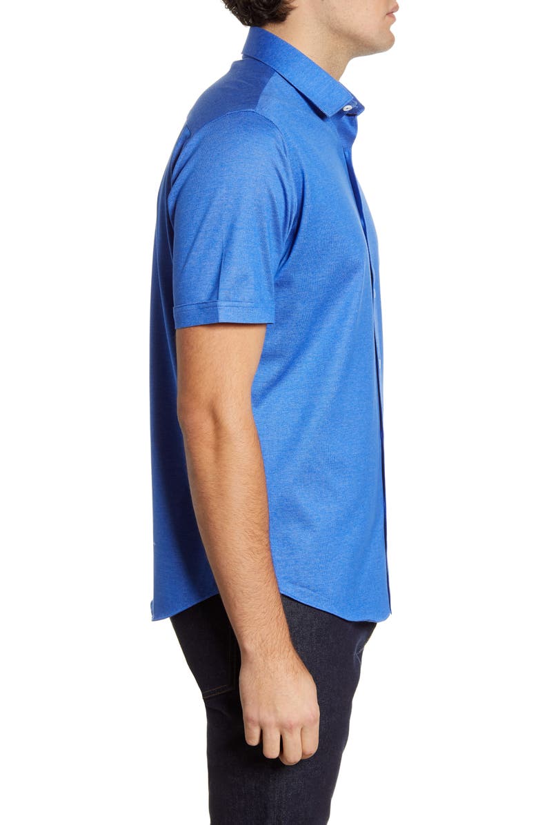 Bugatchi Knit Short Sleeve Button-Up Shirt, Alternate, color,