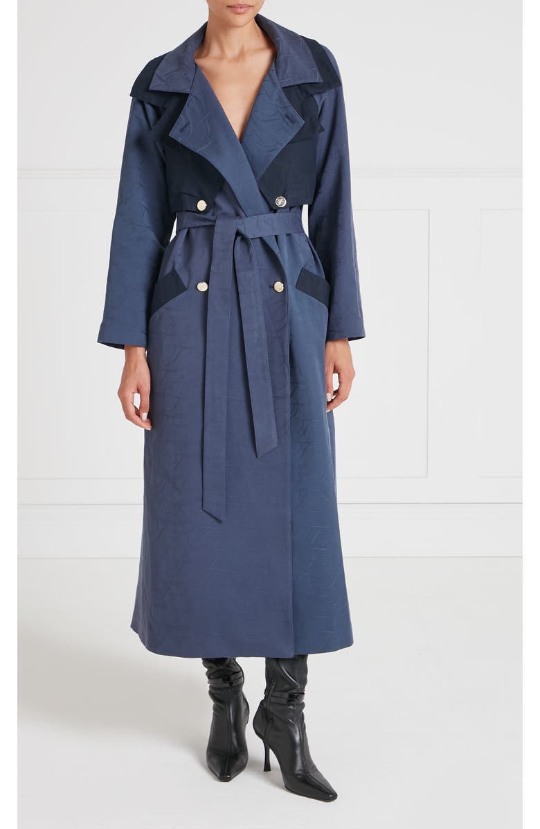 Temperley London Victory Trench Coat, Main, color, Sea Blue