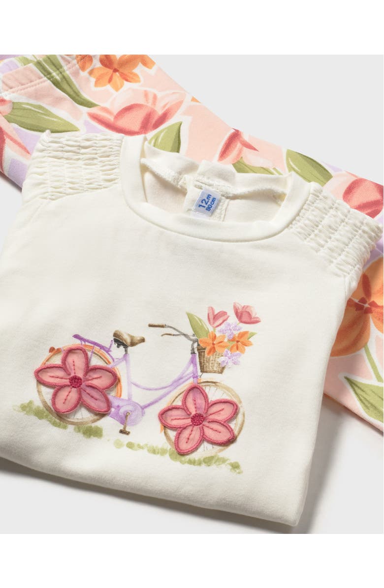 Mayoral Graphic Top and Floral Legging Set, Alternate, color, White