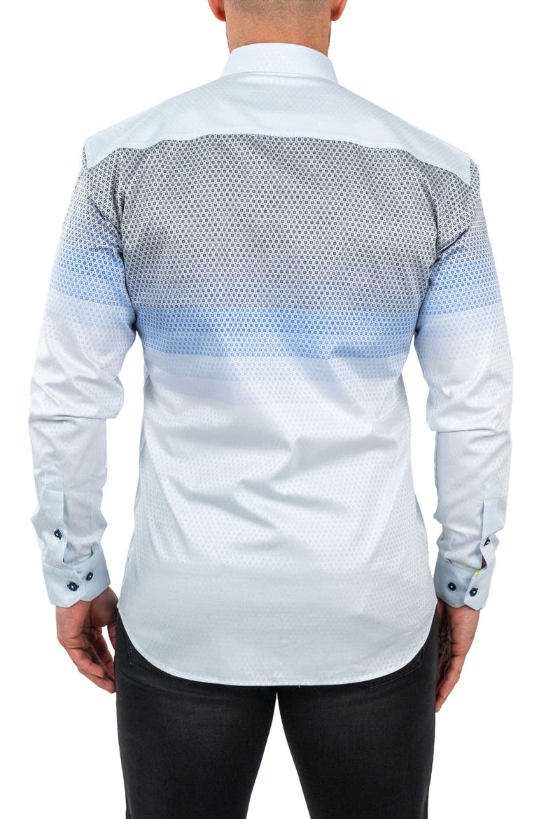 Fibonacci Jacqdegrade Blue Contemporary Fit Button-Up Shirt, Alternate, color, BLUE