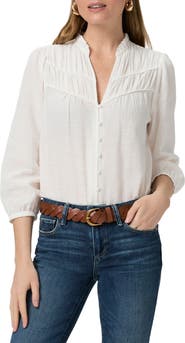 PAIGE Arlette Shirred Button-Up Shirt