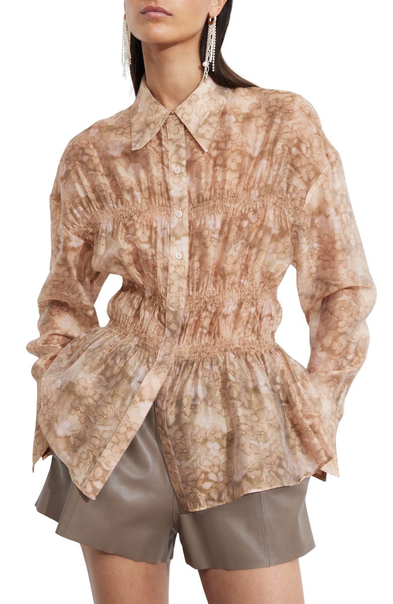 & Other Stories Smocked Peplum Shirt, Main, color, 