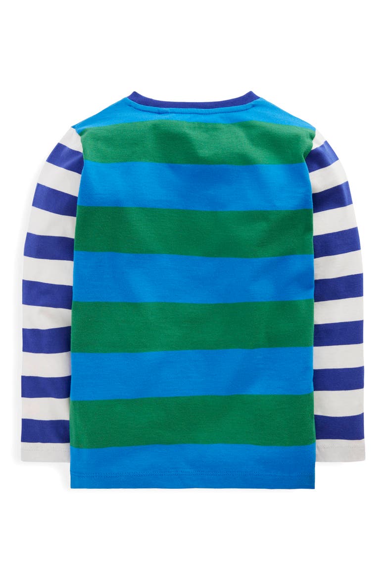 Kids' Mixed Stripe Long Sleeve Cotton Graphic T-Shirt, Alternate, color, BLUE/ GREEN/ ORANGE