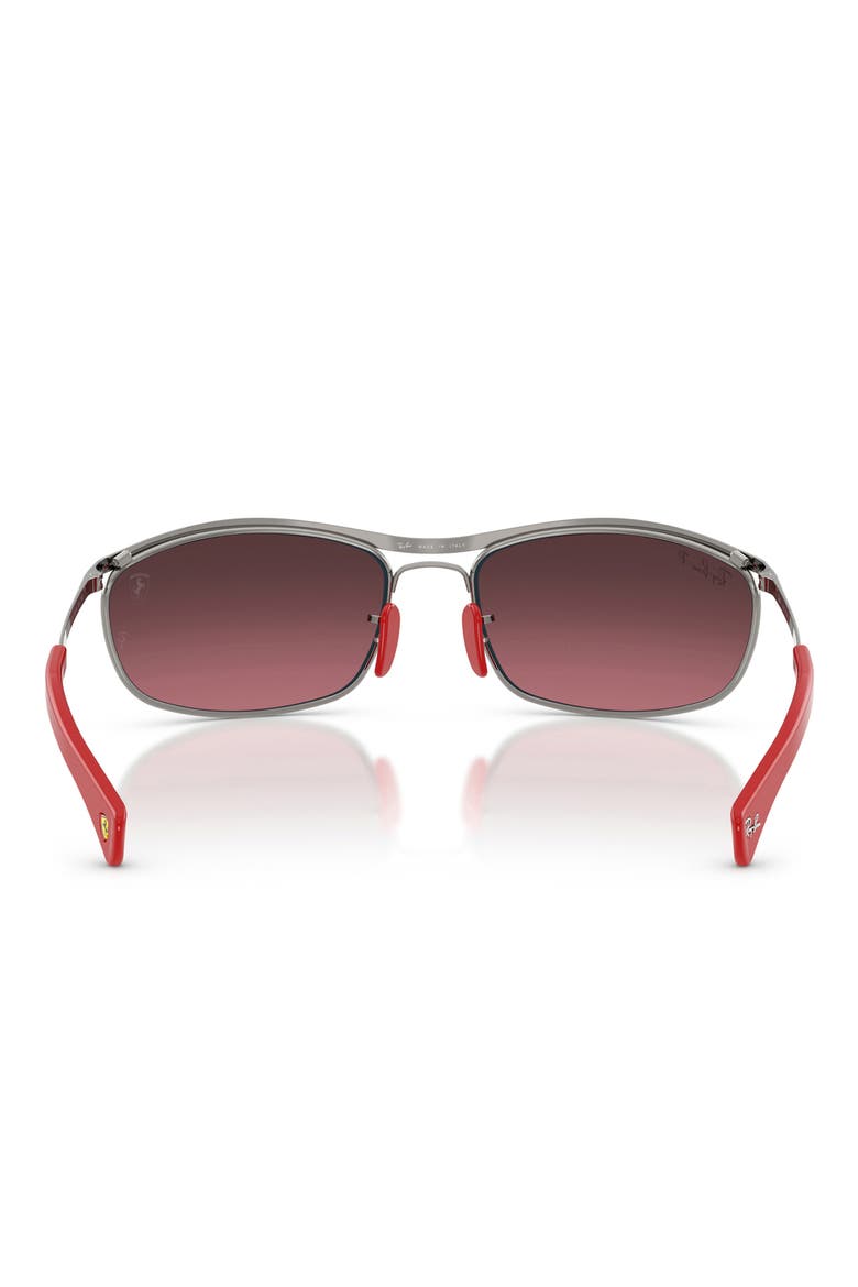 x Ferrari 62mm Polarized Oversize Oval Sunglasses, Alternate, color, GUNMETAL / POLAR WINE