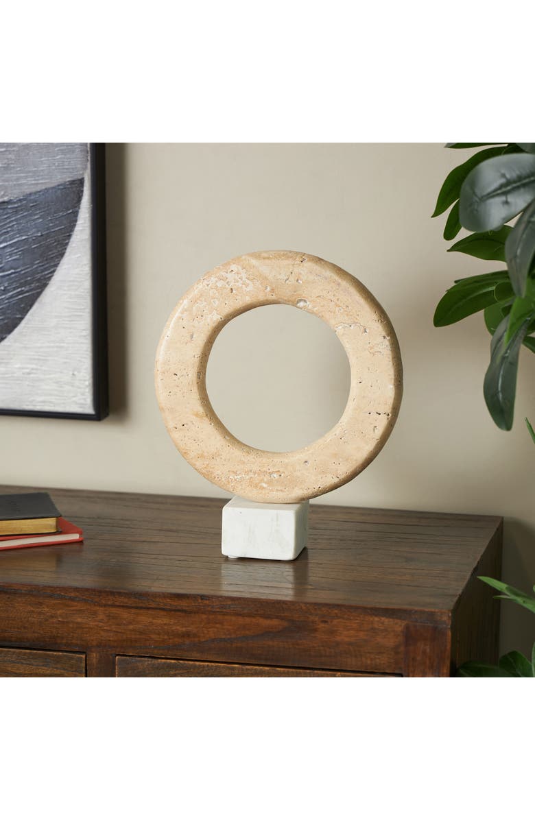 UMA Circular Marble Sculpture, Alternate, color, Cream Multi