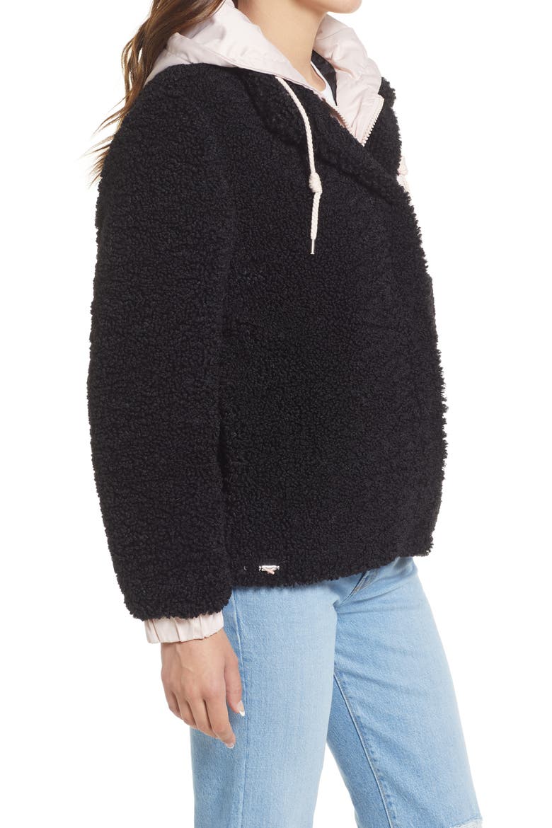 Levi's® High Pile Fleece Hooded Zip Jacket, Alternate, color, BLACK