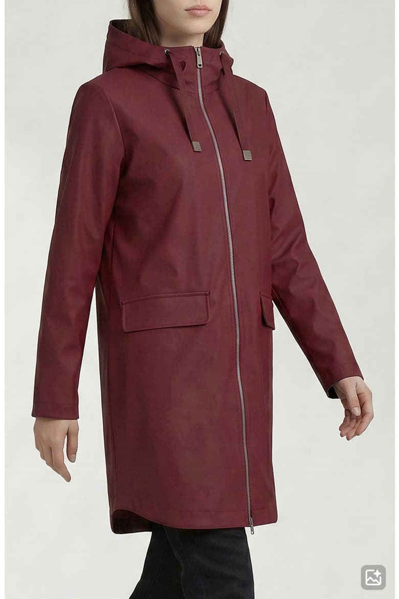 Janae Water Repellent Hooded Raincoat, Alternate, color, PORTO