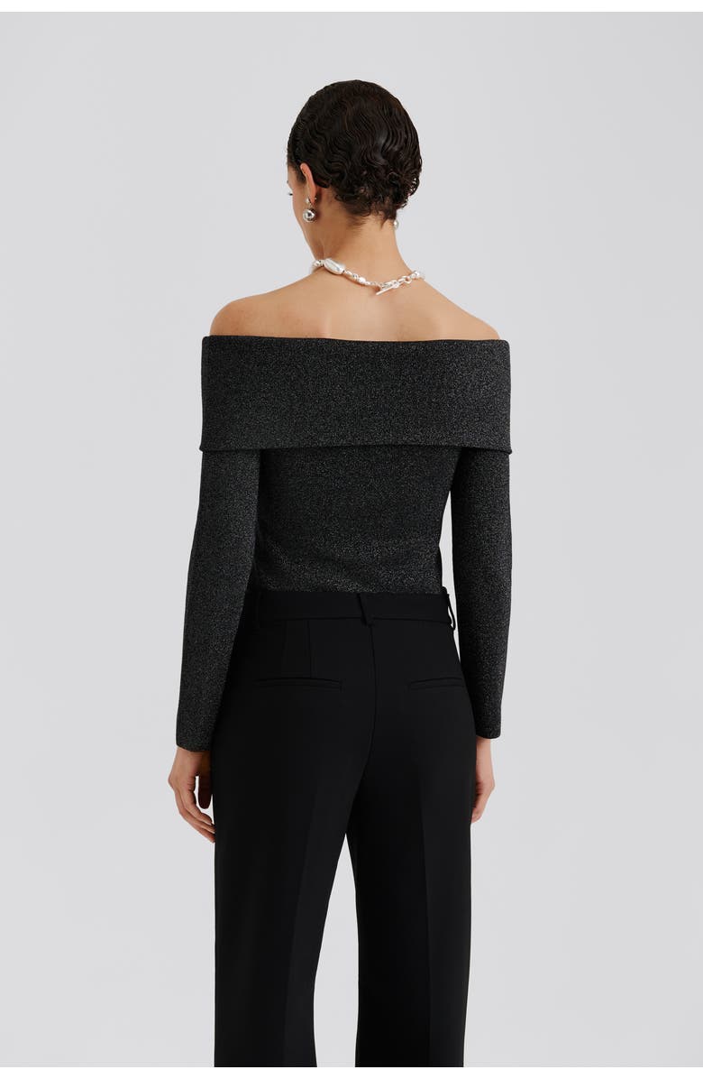 Malina Cirella Knitted Off Shoulder Top, Alternate, color, Black Metallic