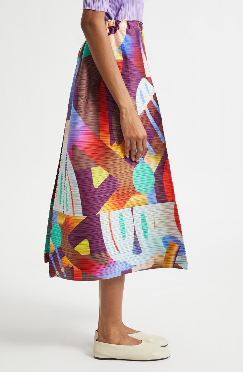 Pleats Please Issey Miyake Playground Pleated Wide Leg Shorts, Alternate, color, Red