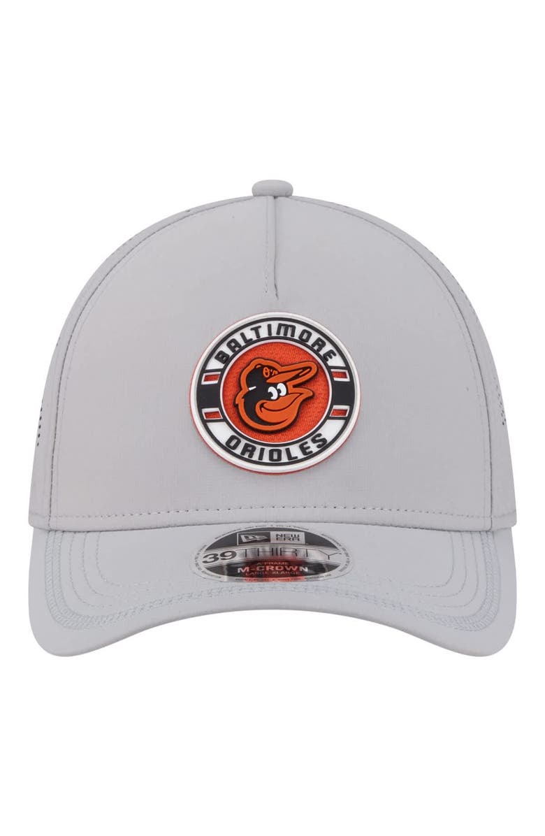 New Era Men's New Era Gray Baltimore Orioles Patch 39THIRTY A-Frame M-Crown Perforated Flex Hat, Alternate, color, Gray