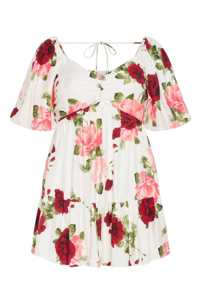 Mindy Rose Print Minidress, Alternate, color, DOLCE IVORY