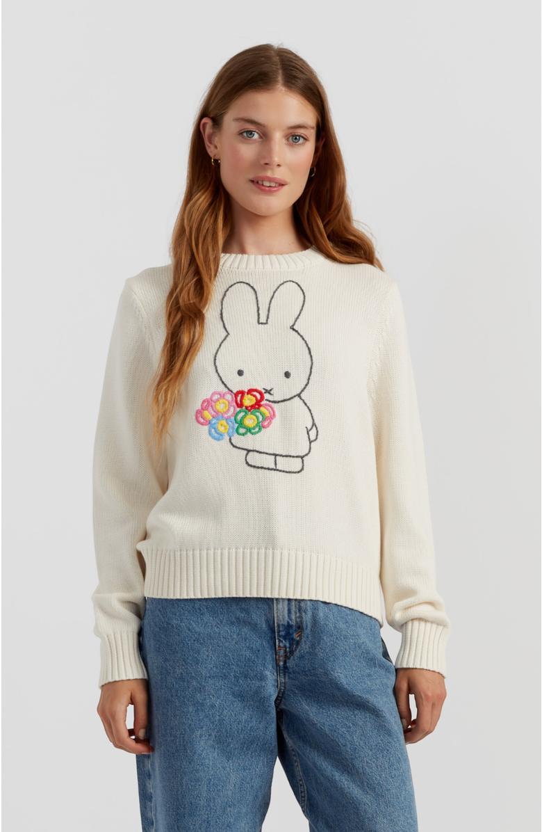 Chinti & Parker Hand-Embroidered Miffy Cotton Sweater, Main, color, 