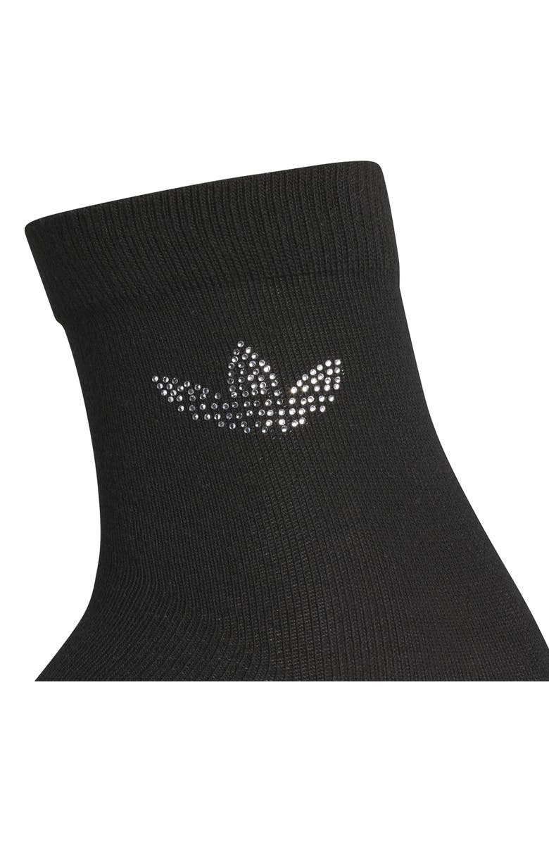 adidas Gender Inclusive Originals Rhinestone Assorted 2-Pack Quarter Socks, Alternate, color, Black/ Grey/ White