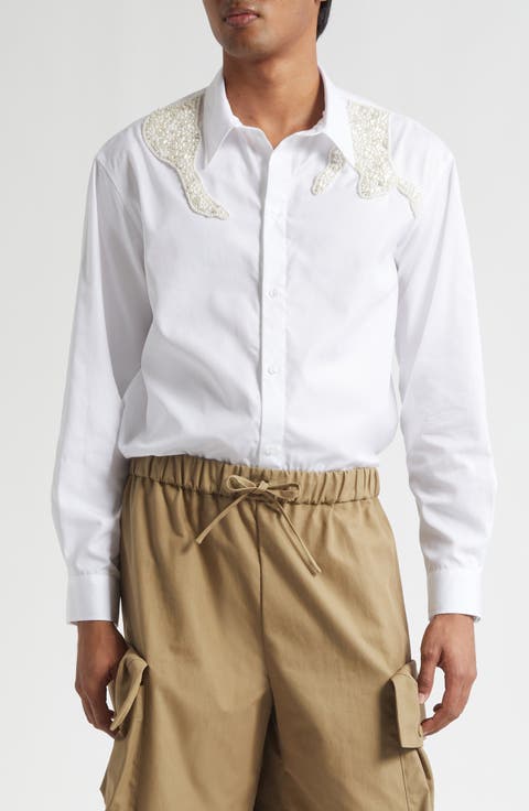 Embellished Hare Classic Fit Cotton Button-Up Shirt