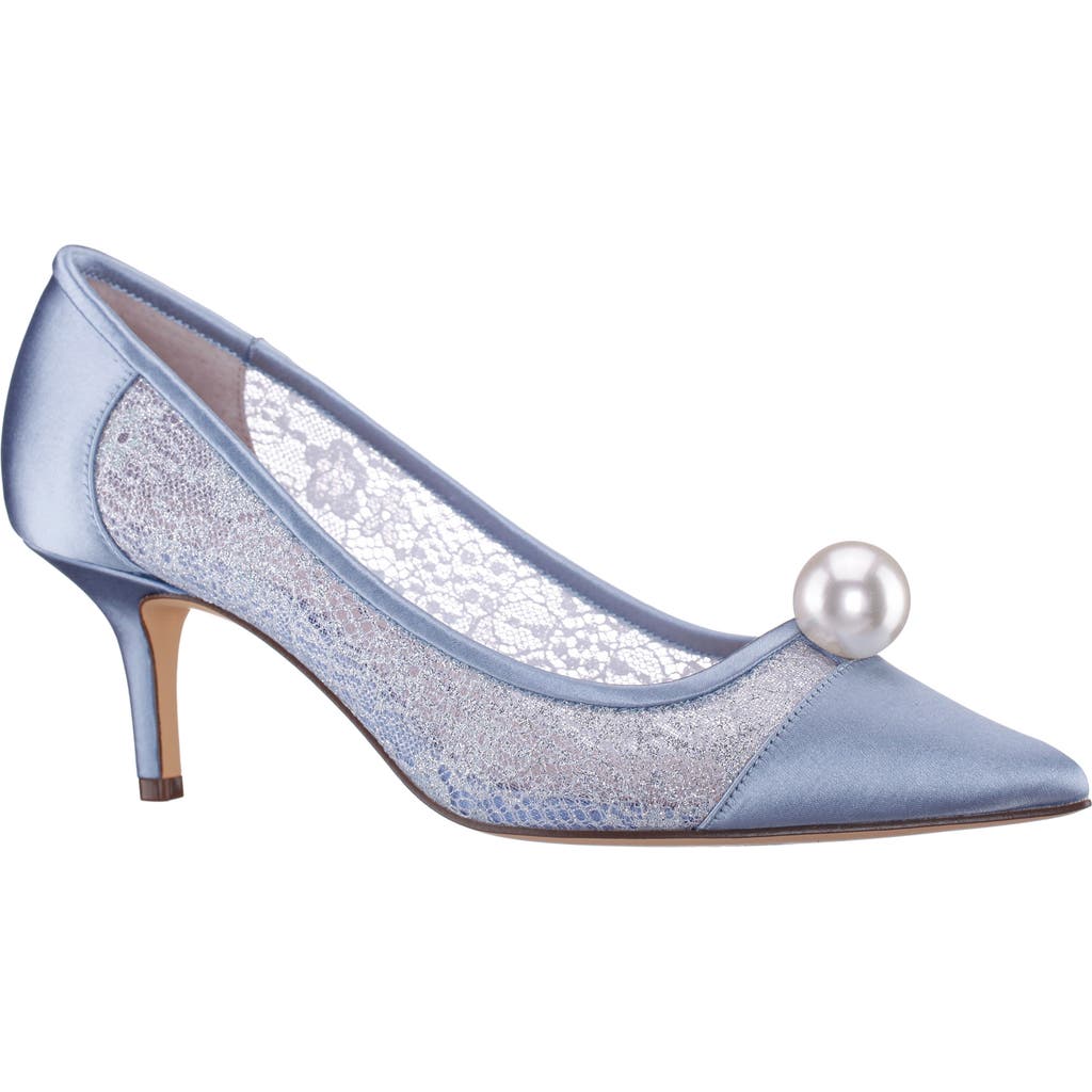 Nina Bence Pointed Cap Toe Pump In Blue