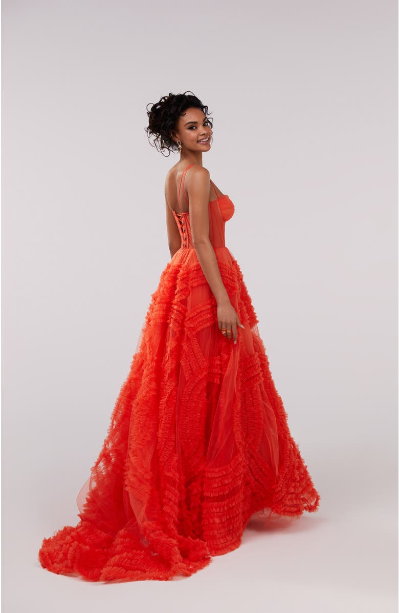 Milla Tangerine Tulle Ornament Maxi Dress, Alternate, color,