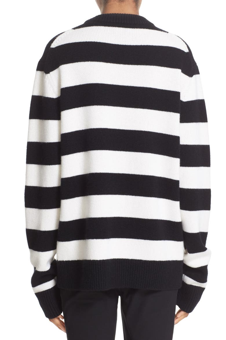 Shana Stripe Cashmere Sweater, Alternate, color, BLACK/ WHITE