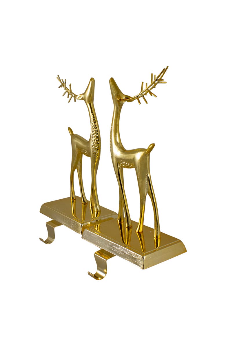 Northlight Set of 2 Gold Standing Reindeer Christmas Stocking Holders 9.75", Alternate, color, 