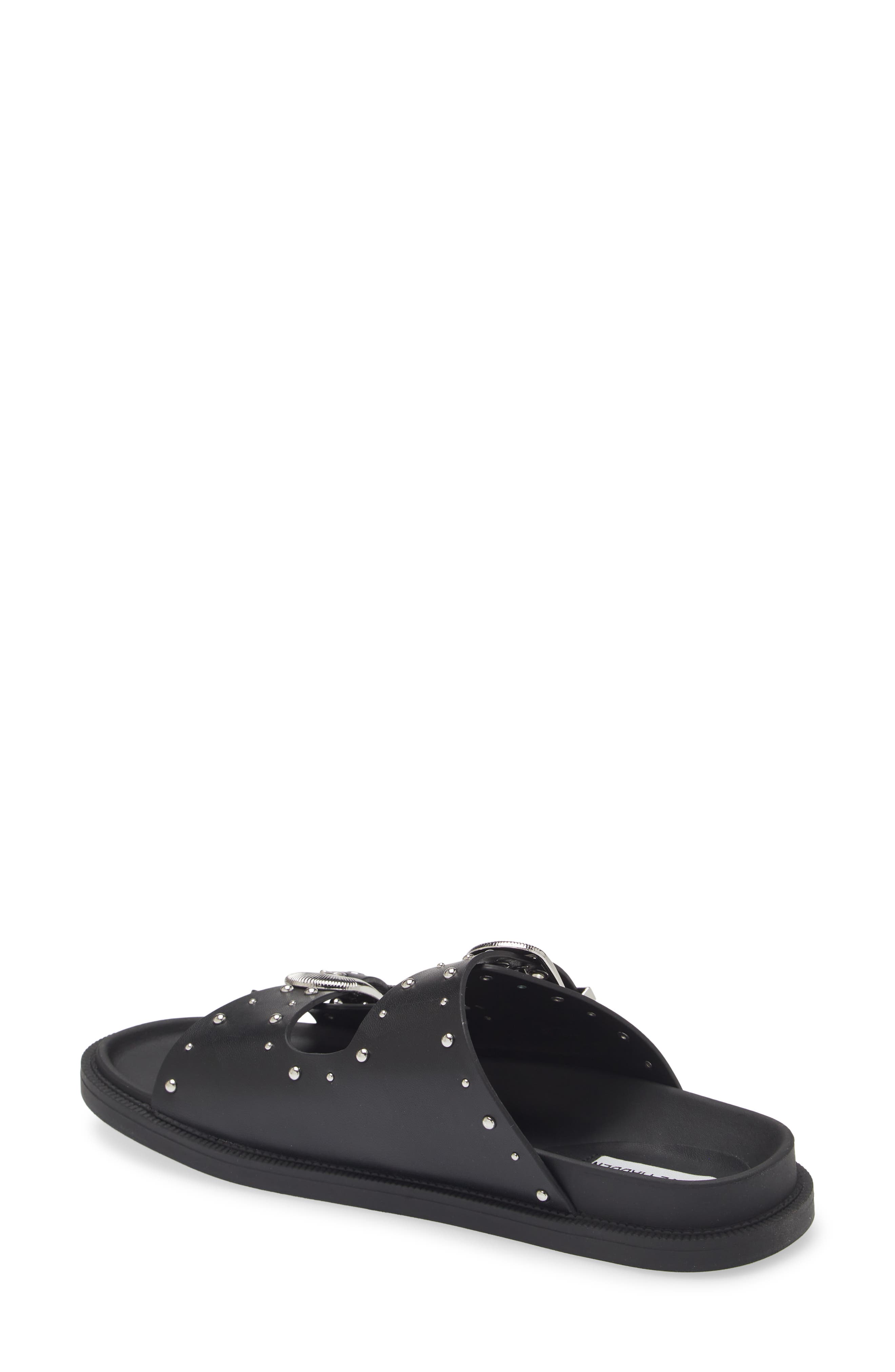 Steve Madden Connely Buckle Slide Sandal, Alternate, color, Black