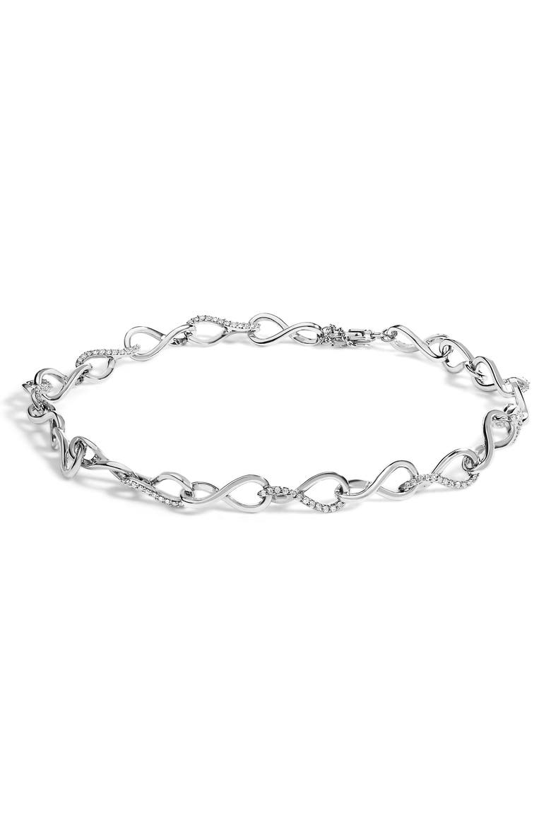 Silver 1/2 Cttw Linked Infinity Anklet, Main, color, Silver