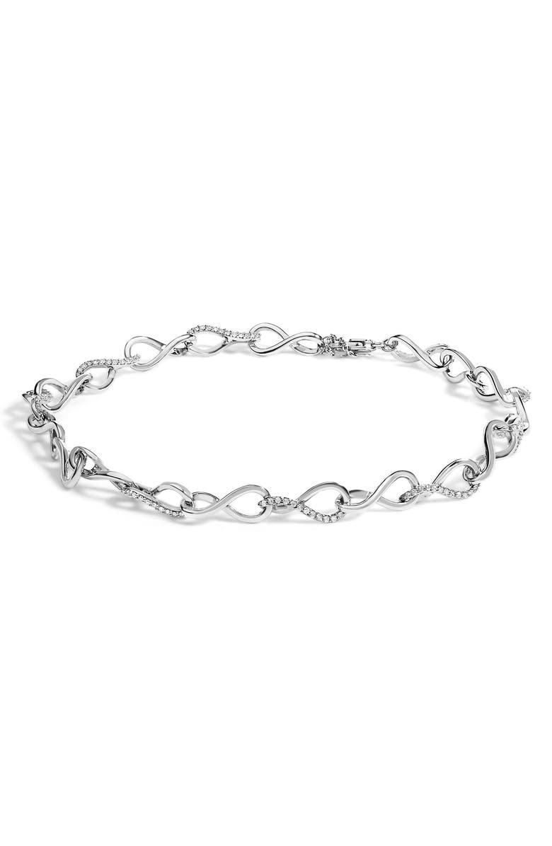 Haus of Brilliance Silver 1/2 Cttw Linked Infinity Anklet, Main, color, Silver