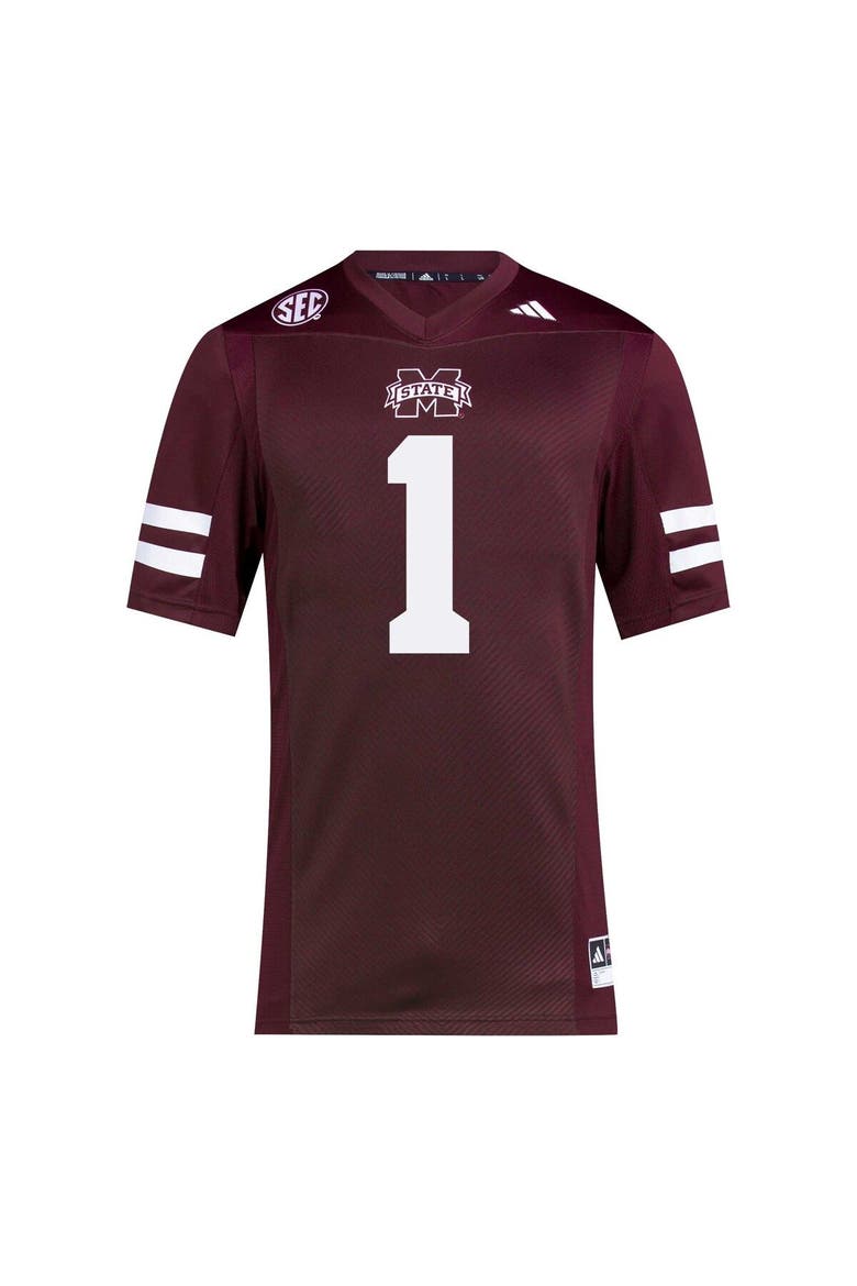 Men's adidas #1 Maroon Mississippi State Bulldogs Premier Football Jersey, Alternate, color, Maroon