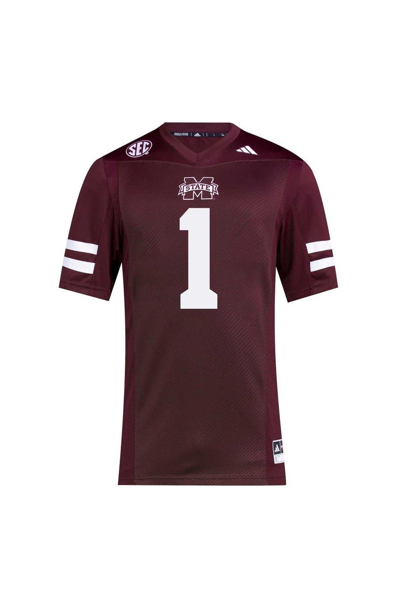 adidas Men's adidas #1 Maroon Mississippi State Bulldogs Premier Football Jersey, Alternate, color, Maroon