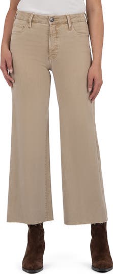 Meg Fab Ab Raw Hem High Waist Ankle Wide Leg Jeans