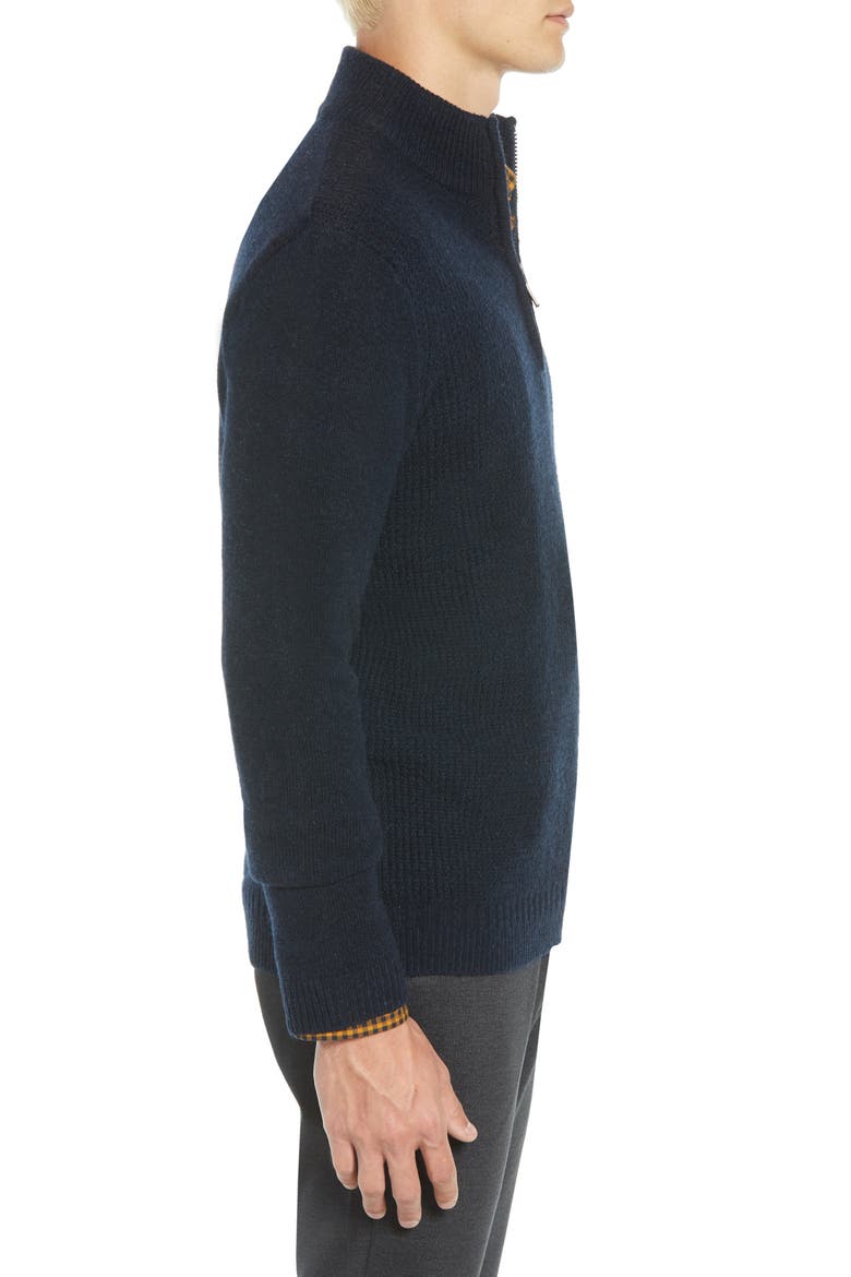 Regular Fit Quarter Zip Sweater, Alternate, color, NAVY