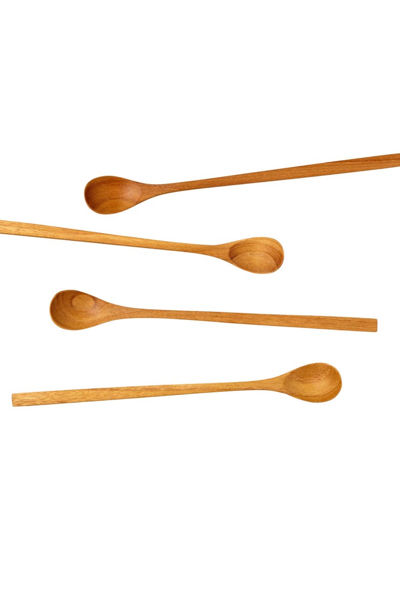 Teak Long Spoons - Set of 4, Main, color, Teak