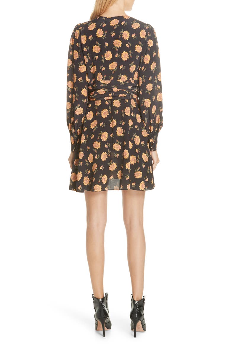 Marion Floral Silk Dress, Alternate, color, BLACK MULTI